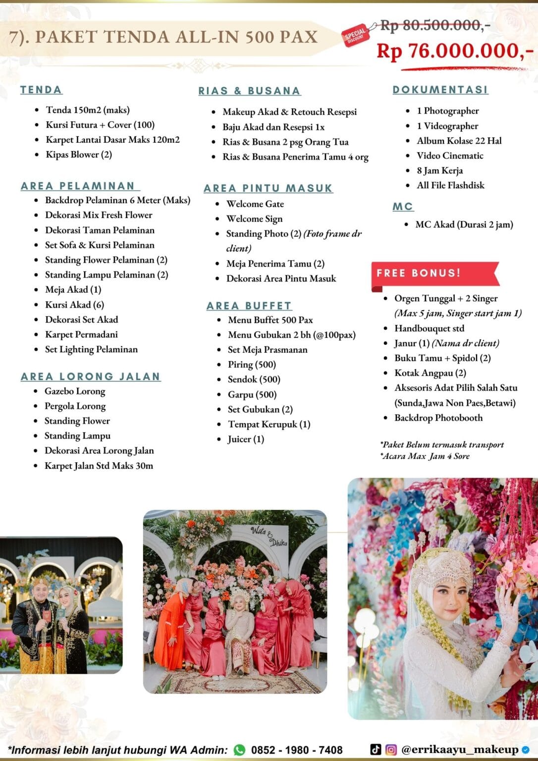 Paket Wedding All In Catering Tenda Non Venue Errika Ayu Wedding