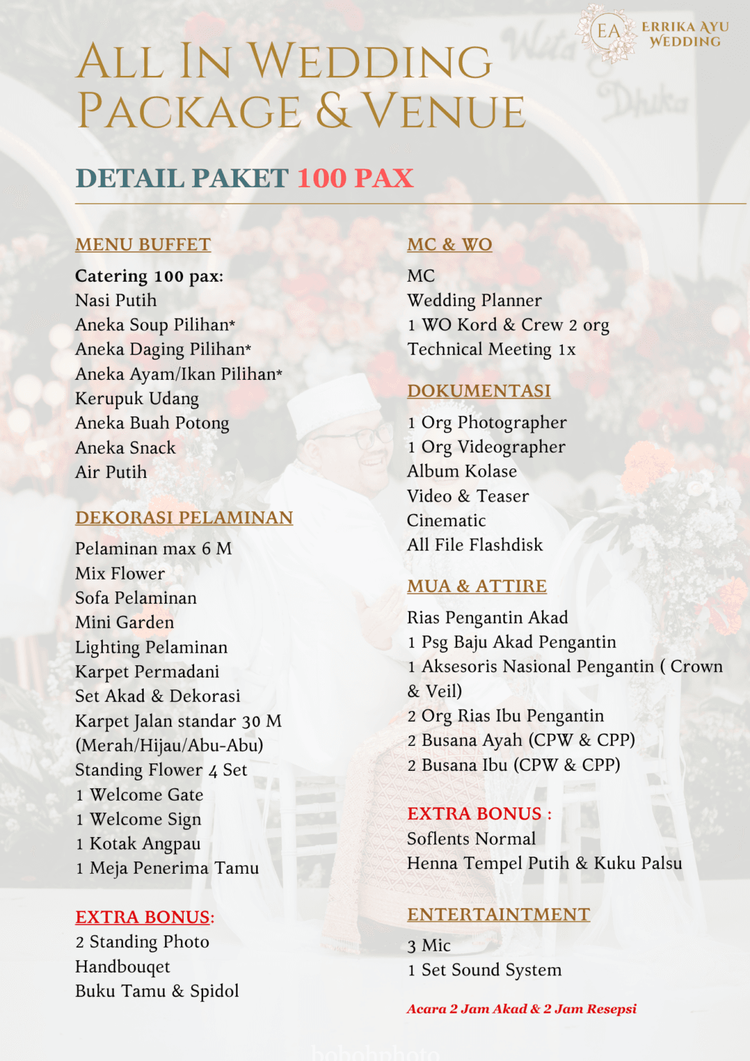 Paket Pernikahan All In Venue & Catering 200 Pax Errika Ayu Wedding