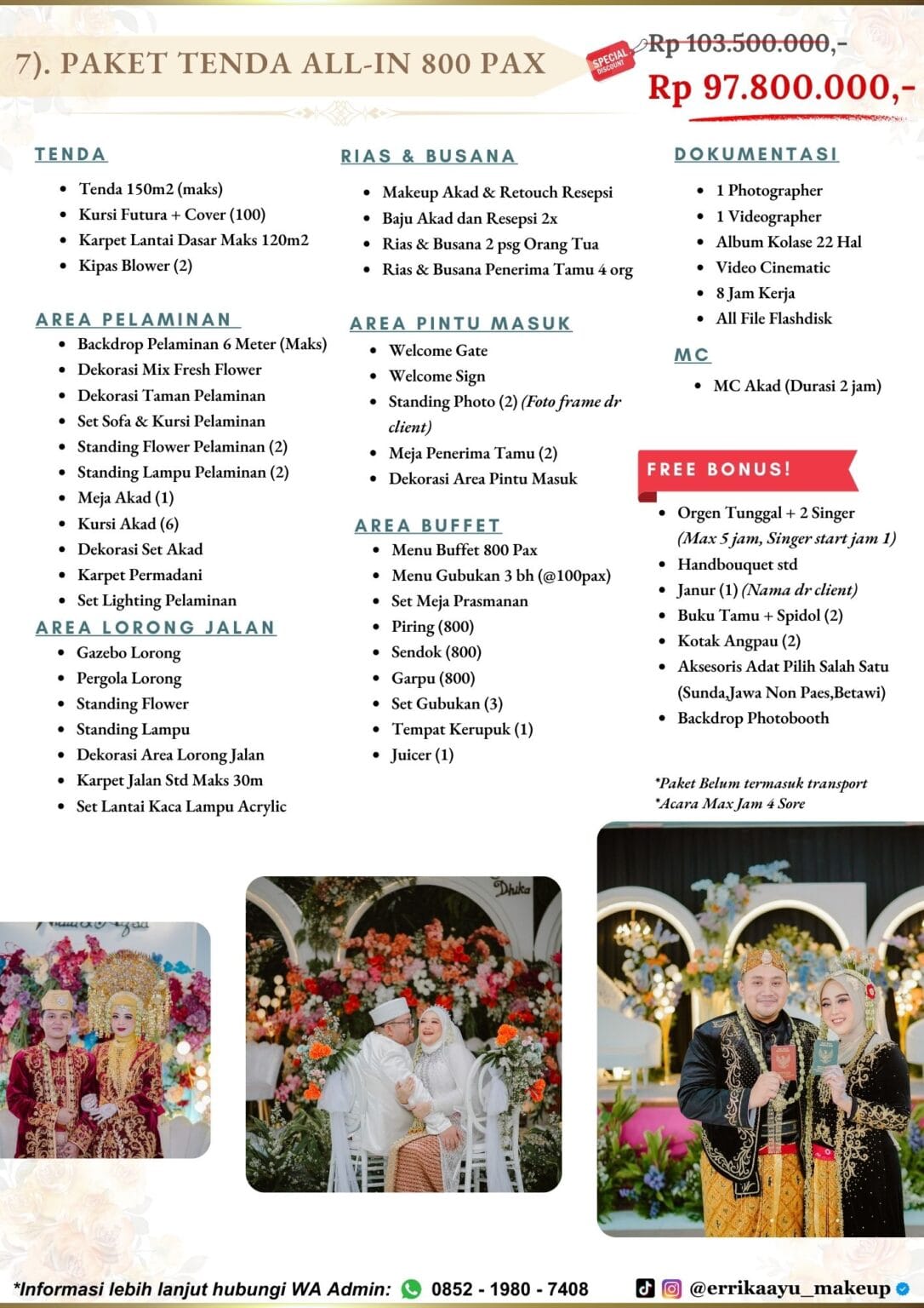 Paket Wedding All In Catering Tenda Non Venue Errika Ayu Wedding