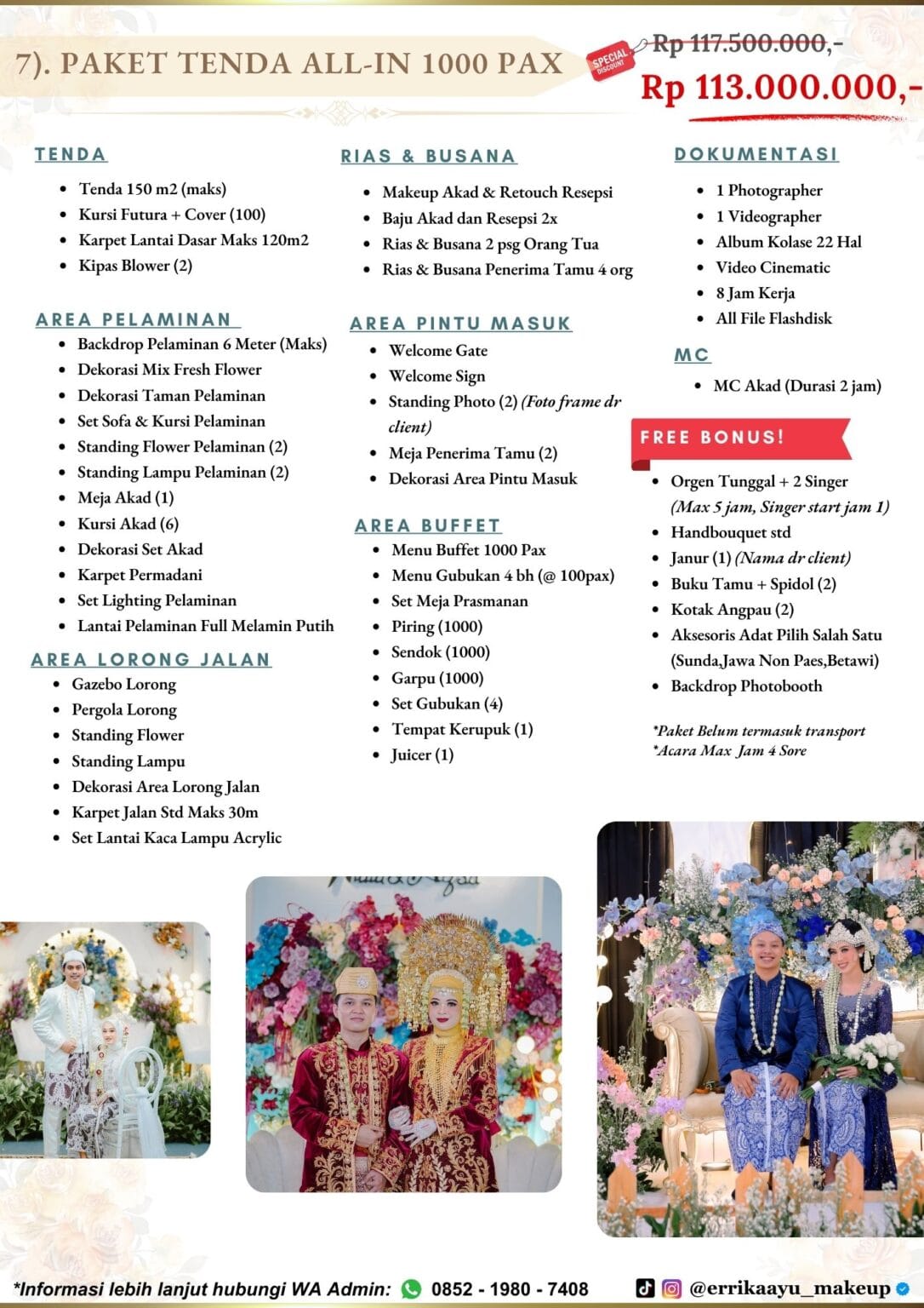 Paket Wedding All In Catering Tenda Non Venue Errika Ayu Wedding